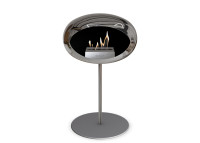 Cheminée sur pied fin en acier chromé ou or rose - steel low le feu