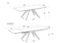 Table céramique pieds métal-bois fixe ou extensible Halo Bois Cancio