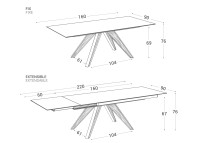Table céramique pieds métal-bois fixe ou extensible Halo Bois Cancio