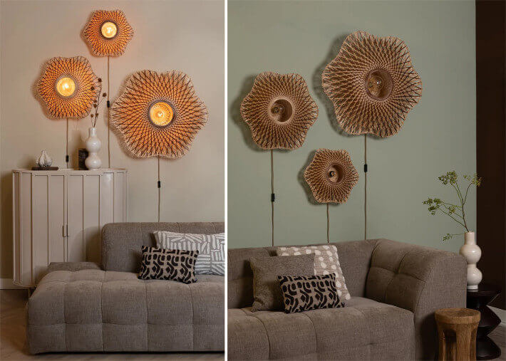 Applique forme fleur en bambou 3 tailles Madura...