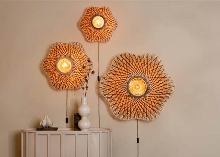 Applique forme fleur en bambou 3 tailles Madura...