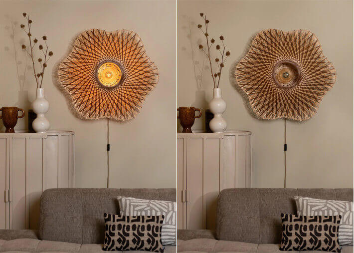Applique forme fleur en bambou 3 tailles Madura...