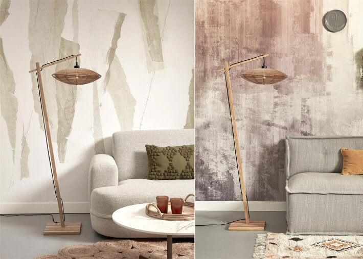 Lampadaire en rotin et bambou 2 tailles Tanami...