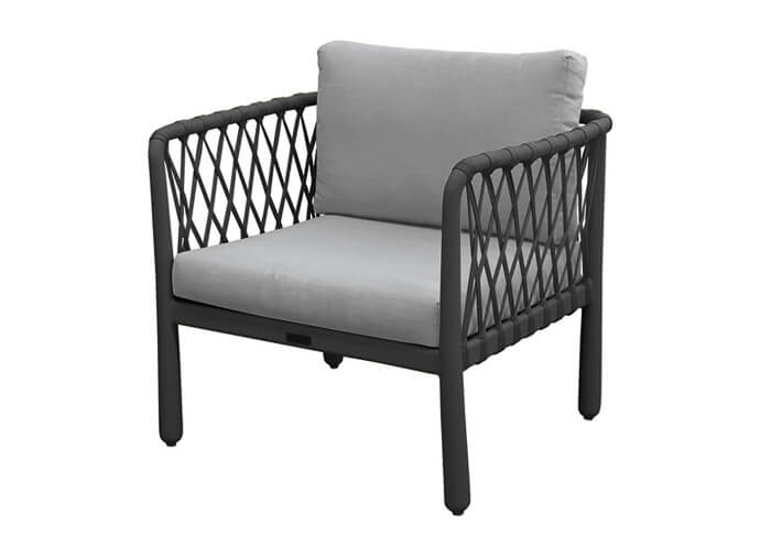 Fauteuil de jardin design en corde taupe ou...