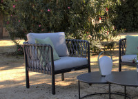 Fauteuil de jardin design en corde taupe ou gris - Hestia par Garden Art