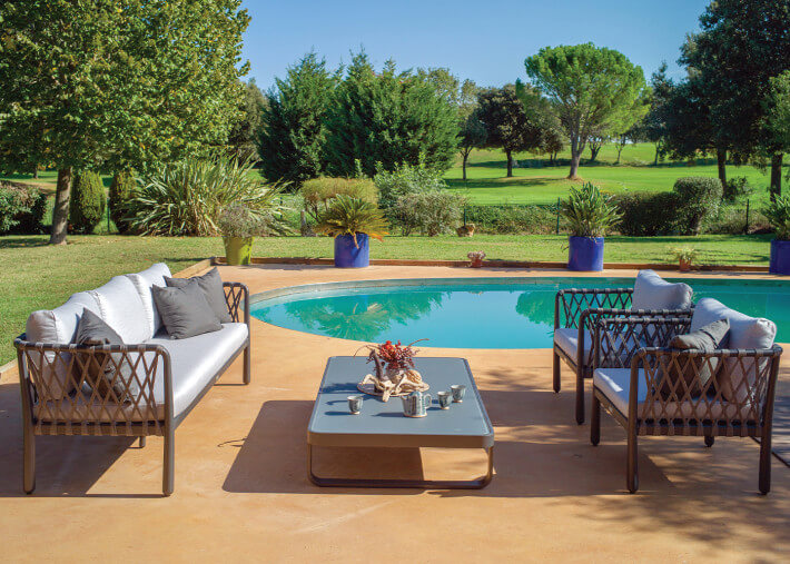 Canapé de jardin design 3 places taupe ou gris...