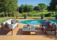 Canapé de jardin design 3 places taupe ou gris - Hestia Garden Art