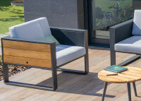 Fauteuil de jardin avec tablette teck rabattable manhattan Garden Art