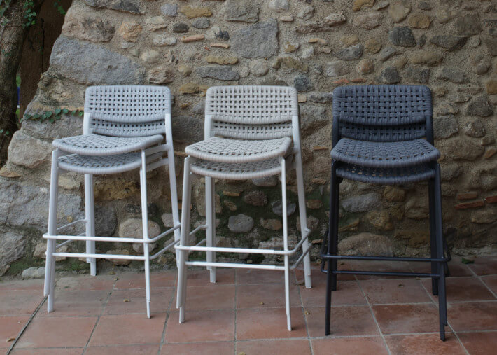 Set de 4 chaises de bar d'extérieur 3 coloris -...
