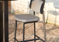 Set de 2 tabourets de bar en aluminium noir et textile gris - Soul Garden Art