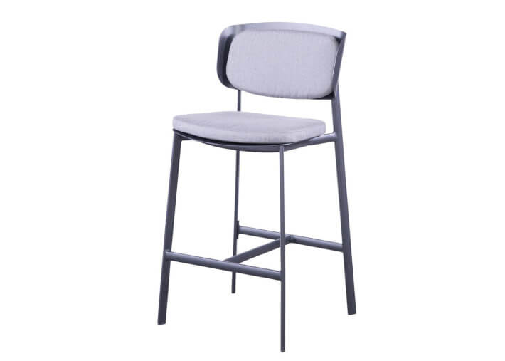 Set de 2 tabourets de bar en aluminium noir et...
