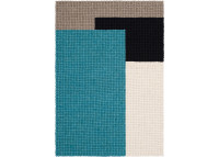 Tapis en billes de laine bleu turquoise noir gris blanc - Cube MyFelt
