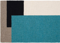 Tapis en billes de laine bleu turquoise noir gris blanc - Cube MyFelt