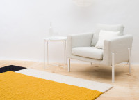 Tapis en boules de laine moutarde gris noir et blanc - Cube par MyFelt