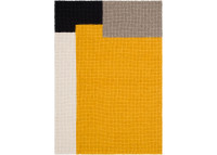 Tapis en boules de laine moutarde gris noir et blanc - Cube par MyFelt