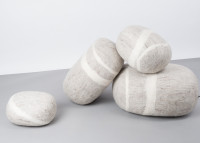 Pouf galet moderne et stylé en laine beige chiné 6 tailles - Bela MyFelt