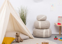 Pouf galet moderne et stylé en laine beige chiné 6 tailles - Bela MyFelt