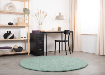 Tapis rond en billes de laine 4 nuances de vert au choix...