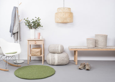 Tapis rond en billes de laine 4 nuances de vert au choix... 2