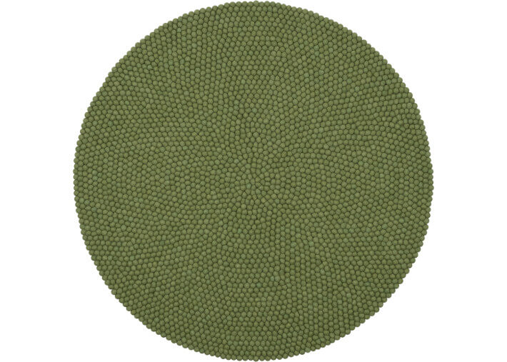 Tapis rond en billes de laine 4 nuances de vert...