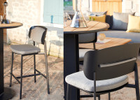 Set de 2 tabourets de bar en aluminium noir et textile gris - Soul Garden Art