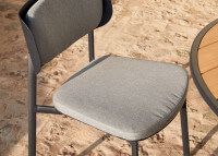 Set de 2 tabourets de bar en aluminium noir et textile gris - Soul Garden Art