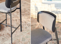Set de 2 tabourets de bar en aluminium noir et textile gris - Soul Garden Art