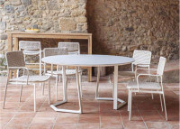 Table de jardin ronde en céramique et aluminium - Bamba Garden Art