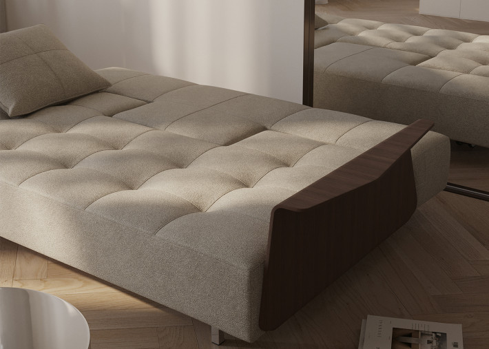 Canapé design avec accoudoirs en noyer Long...