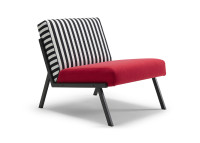 Fauteuil design en tissu rouge orange bleu - Vikko Innovation living