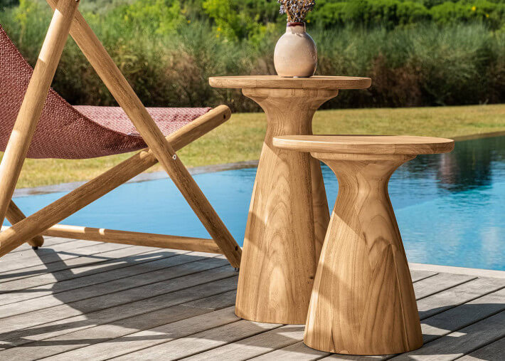 Table d'appoint en teck naturel ou gris - 2...