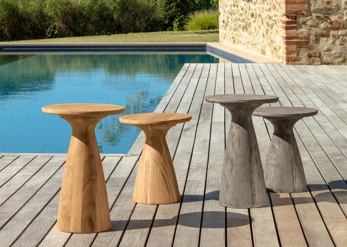 Table d'appoint en teck naturel ou gris - 2...