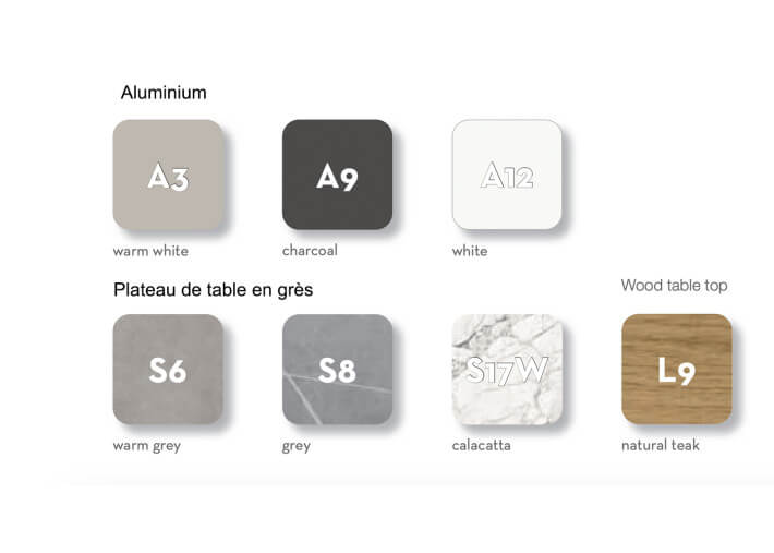 Table d appoint en teck et grès blanc taupe ou...