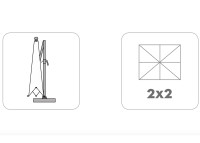 Parasol 2x2 avec sa base taupe gris graphite ou blanc - Apollo Talenti