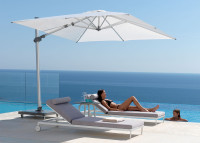 Parasol 3x3 déporté blanc ou gris avec base + housse - Venere Talenti