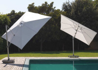 Parasol 3x3 déporté blanc ou gris avec base + housse - Venere Talenti