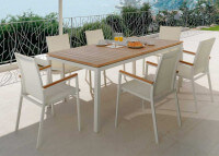 Table de repas en aluminium et teck extensible timber Talenti