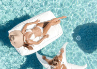 Bain de soleil flottant dehoussable confortable blanc - mx home