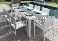 Table de dejeuner extensible aluminium et verre touch par talenti