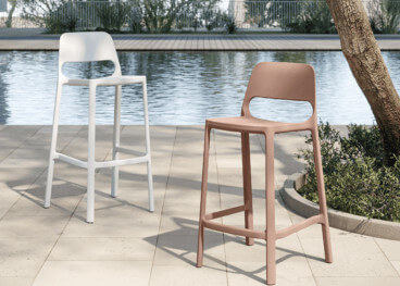 Set de 4 tabourets de bar de jardin H 91 ou H 101 - Tina...