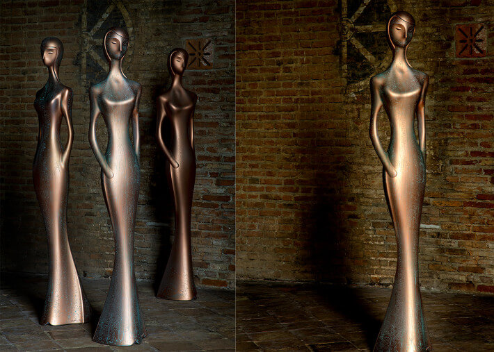 Statue corps femme en polyéthylène bronze -...