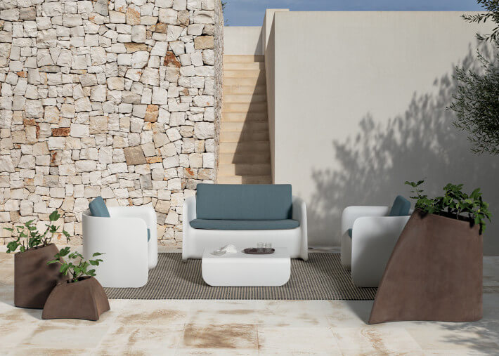 Set de 3 pots design en Poleasy blanc ou...