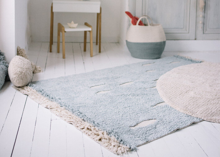 Tapis enfant motif banc de poisson bleu ocean...