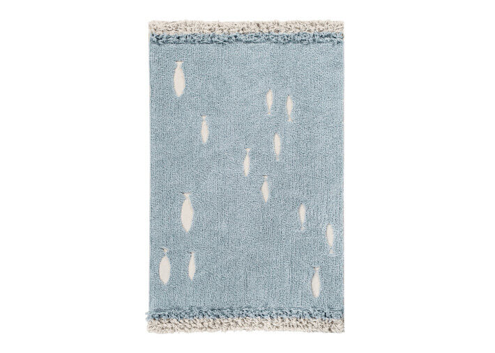 Tapis enfant motif banc de poisson bleu ocean...