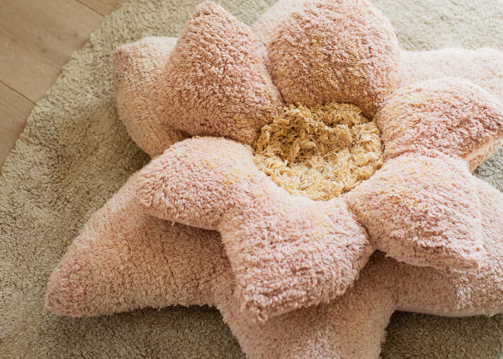 Tapis enfant fleur de nénuphar vert et rose -...