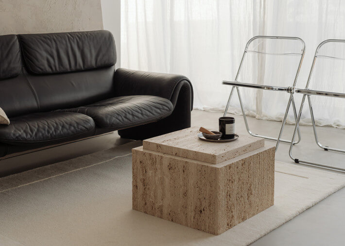 Table d'appoint en marbre Travertin - Bari par...