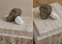 Table d'appoint en marbre Travertin - Bari par Un'Common