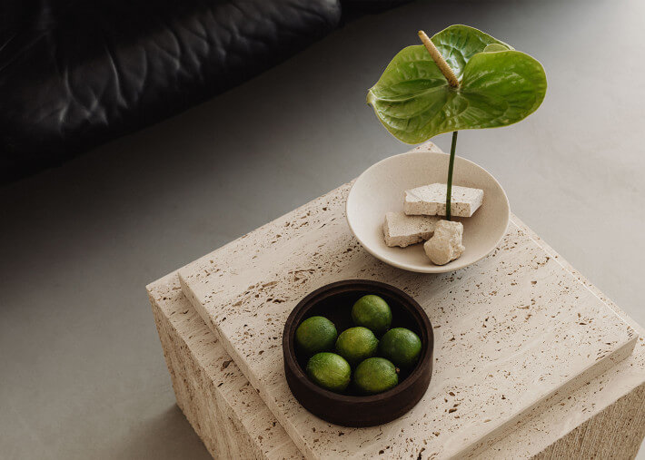 Table d'appoint en marbre Travertin - Bari par...