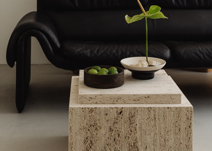 Table d'appoint en marbre Travertin - Bari par...