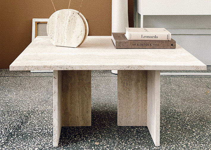 Table d'appoint en marbre Travertin - Tatoo par...